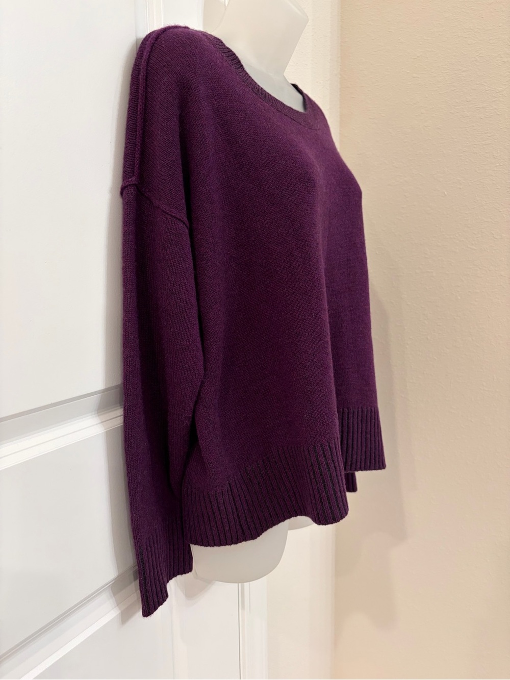 Eileen Fisher Cashmere Crew Neck Sweater in Plum - Picture 3 of 10